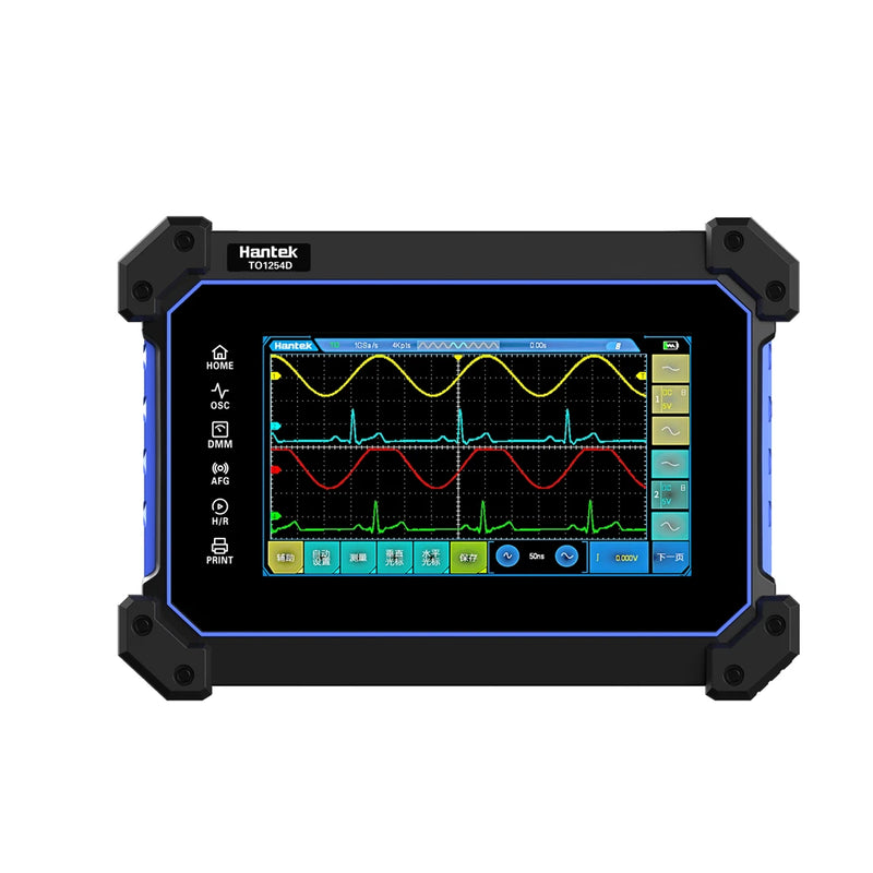 Osciloscópio Digital Portátil de Tela Sensível ao Toque Hantek TO1254D, 4 Canais + Gerador de Sinal + Multímetro